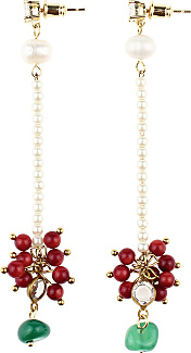 Beaded Earring With Red Berries