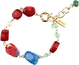 Red Stones Bracelet With Charms