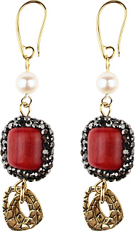 Red Chain Earring With Stone