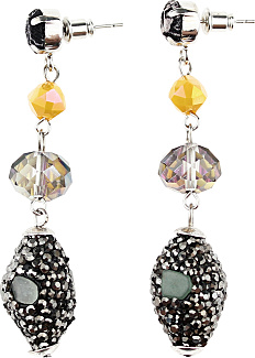 Olive And Rhinestone Earring