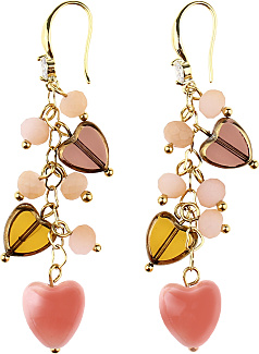 Chain Earring With Hearts Charms