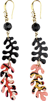 Chain Earring With Fern Leaves