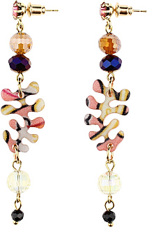 Chain Earring With Fern Leaves