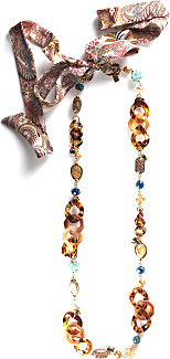 Geometric Elements Necklace With Silk Clasp