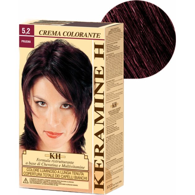 Keramine H - Крем-краска для волос Crema Colorante тон 5.2 слива 40мл + 60мл 100013