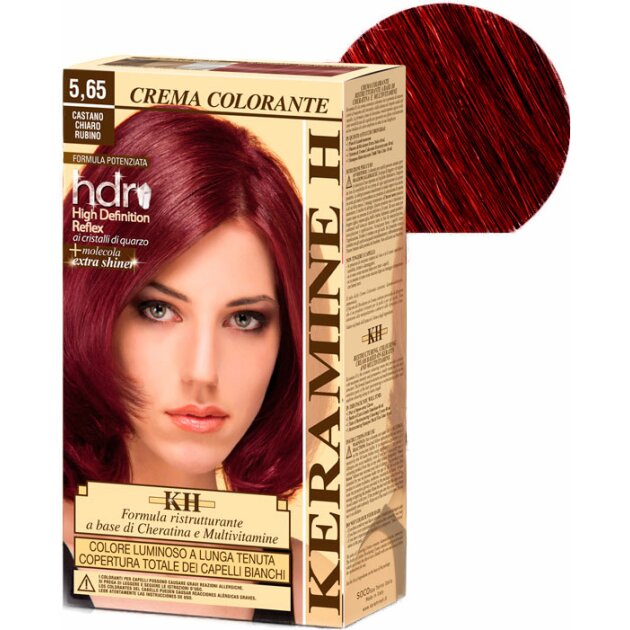Keramine H - Крем-краска для волос Crema Colorante тон 5,65 светло-рубиновый каштан 40мл + 60мл 310565