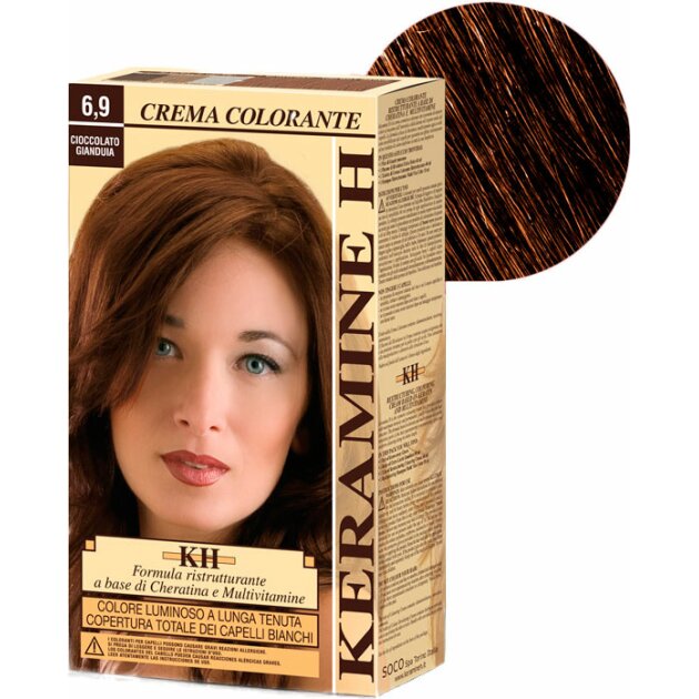 Keramine H - Крем-краска для волос Crema Colorante тон 6.9 шоколад Джандуйа 40мл + 60мл 100673