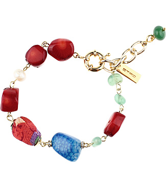 Red Stones Bracelet With Charms