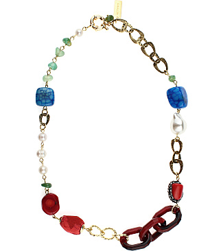 Red Chain Choker With Stones