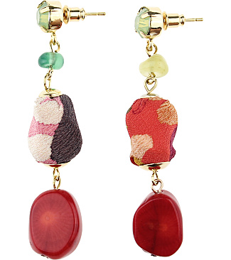 Red Chain Earring With Stones