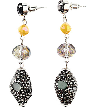 Olive And Rhinestone Earring