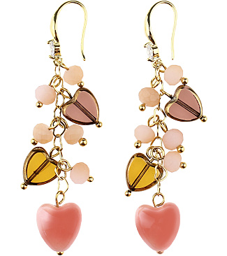 Chain Earring With Hearts Charms