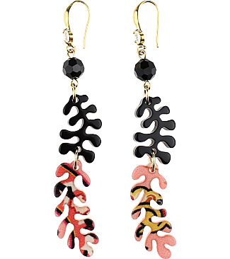 Chain Earring With Fern Leaves