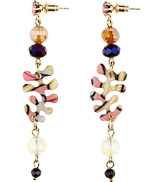Chain Earring With Fern Leaves