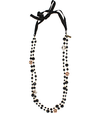Double Rosary Necklace with Black Boules