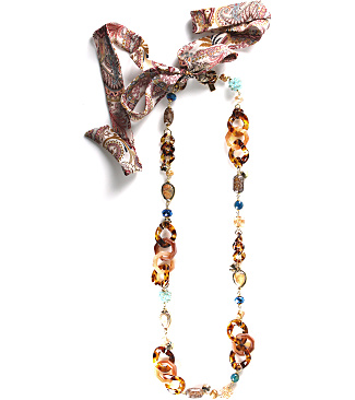 Geometric Elements Necklace With Silk Clasp