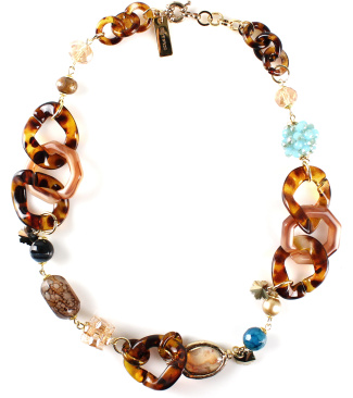 Geometric Elements Choker With Silk Clasp