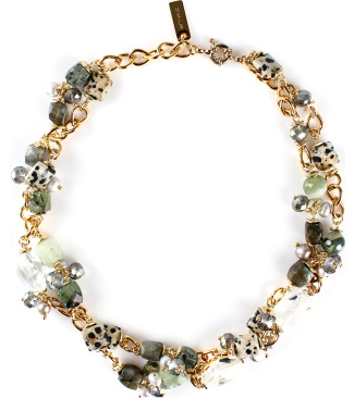 Braided Necklace Of Chains And Stones