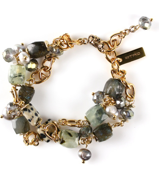 Braided Bracelet Of Chains And Small Stones