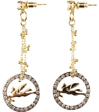  Chain Earring With Rhinestones