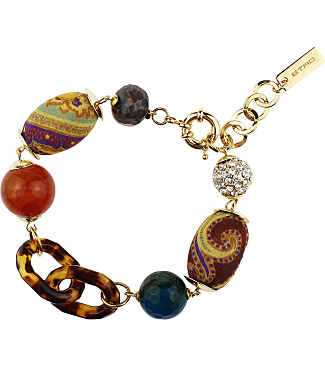Resin Rings Bracelet with Silk Boules