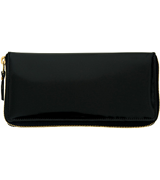 Glossy Black Leather Wallet Pink